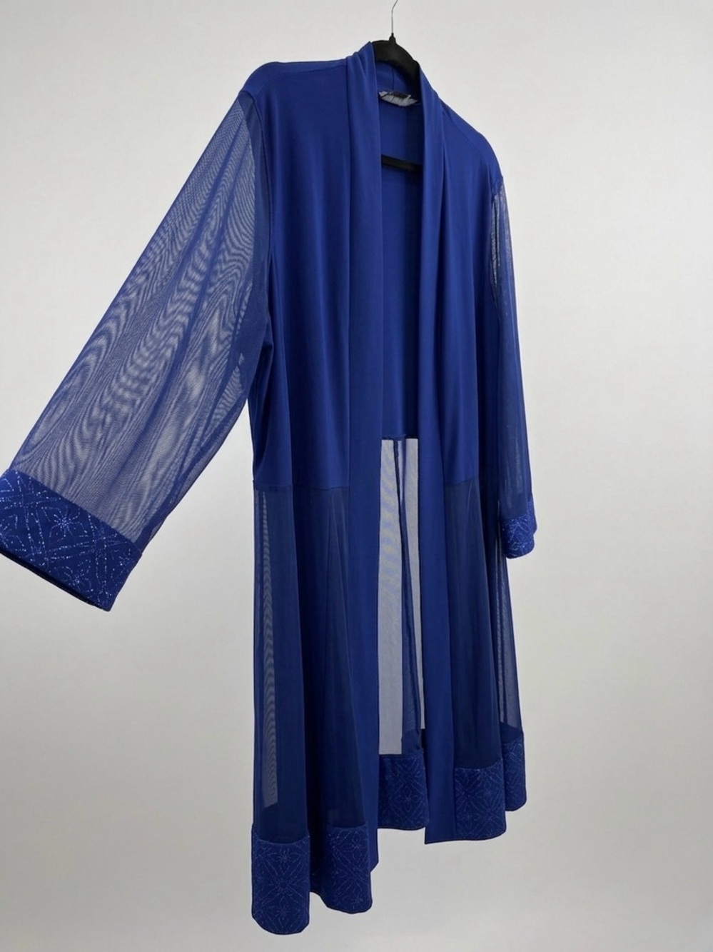 R&M Richards Blue Mesh Open Front Duster Cardigan Jacket Whimsigoth XL